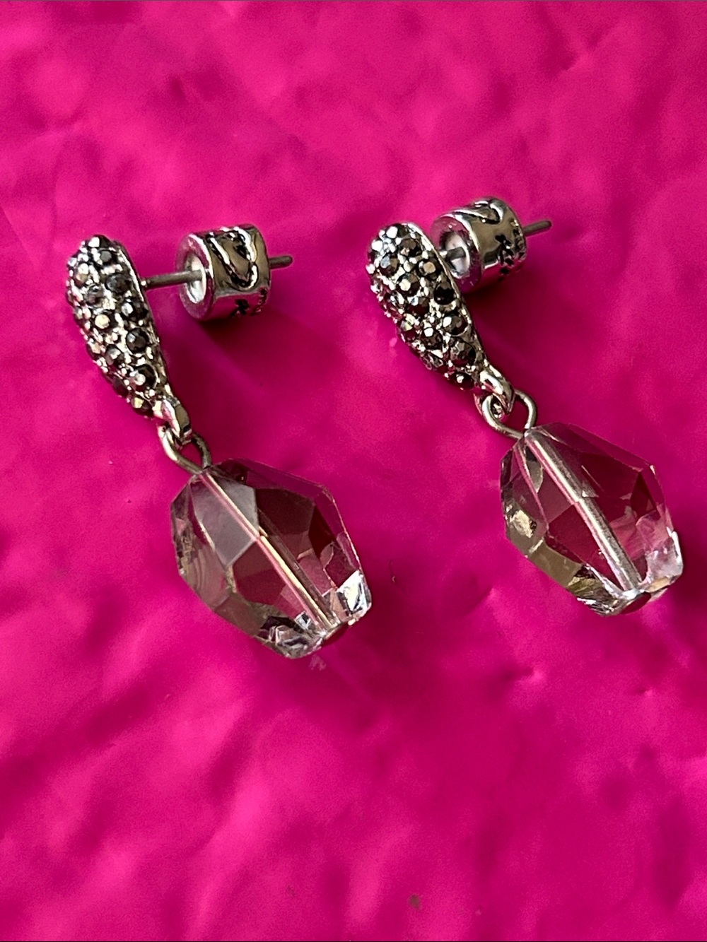 Kenneth Cole New York dangle drop earrings w/pavé-marcasites